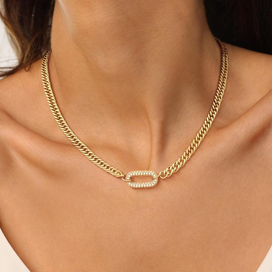 Cuban Halo Link Choker Necklace