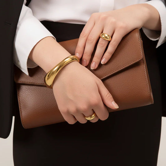 Nora Sculpted Gold Bangle