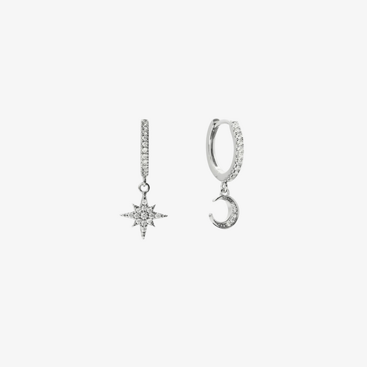Celestial Star & Moon Hoop Earring Set