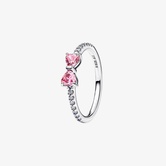 Sparkling Silver Crystal Bow Ring