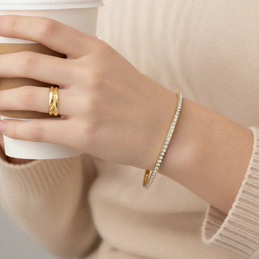 Diamond Gold Bangle Bracelet