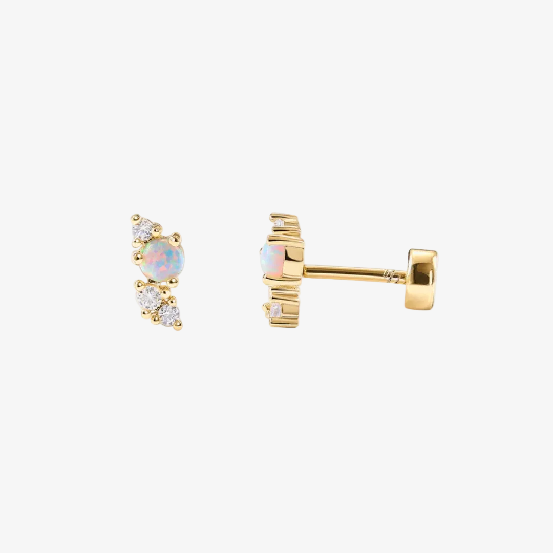 Opal Glow Flat Back Stud Earrings