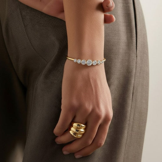 Diamond Gold Cuff Bangle