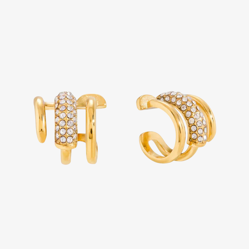 Layered Diamond Ear Cuff Earrings
