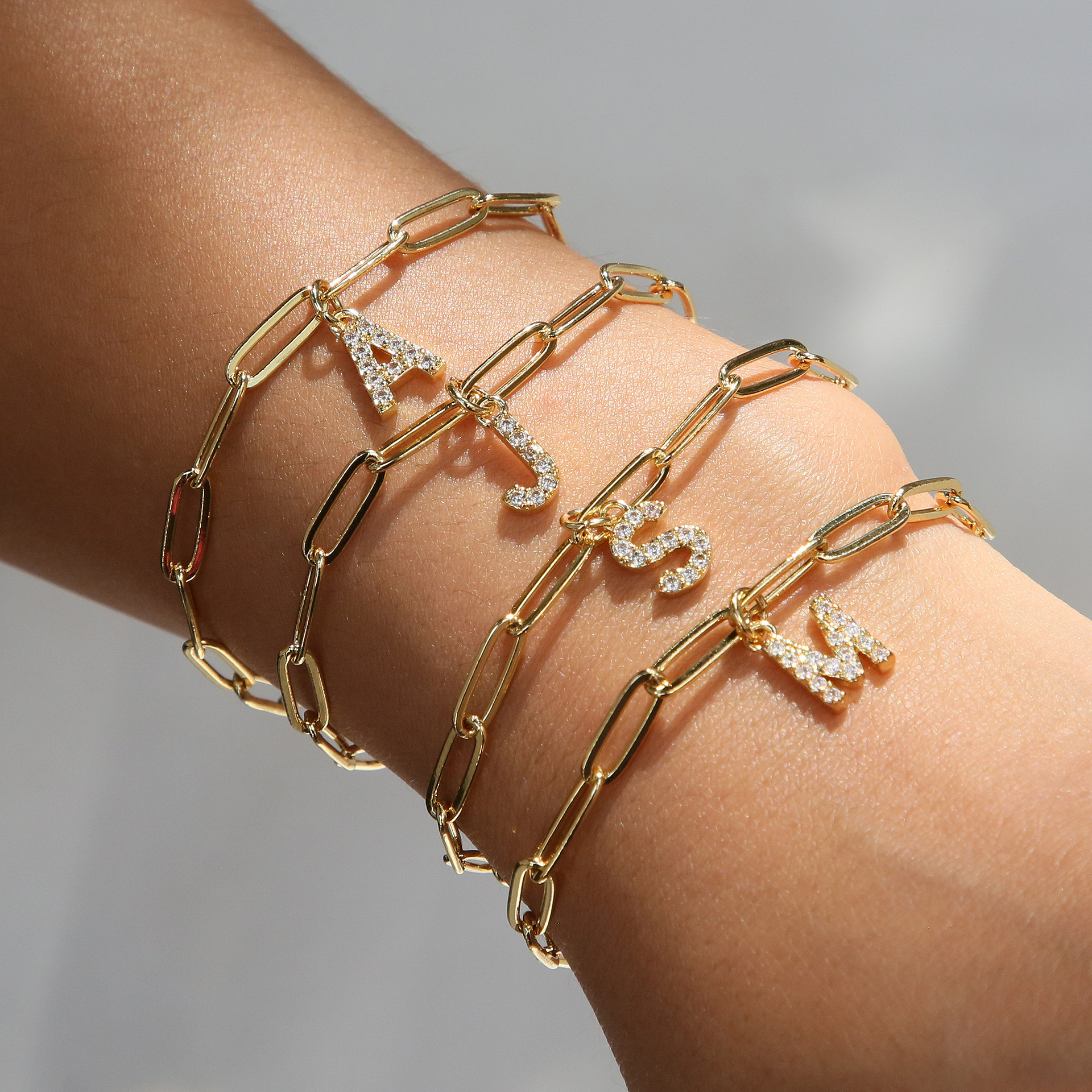 Paperclip Initial Letter Bracelet