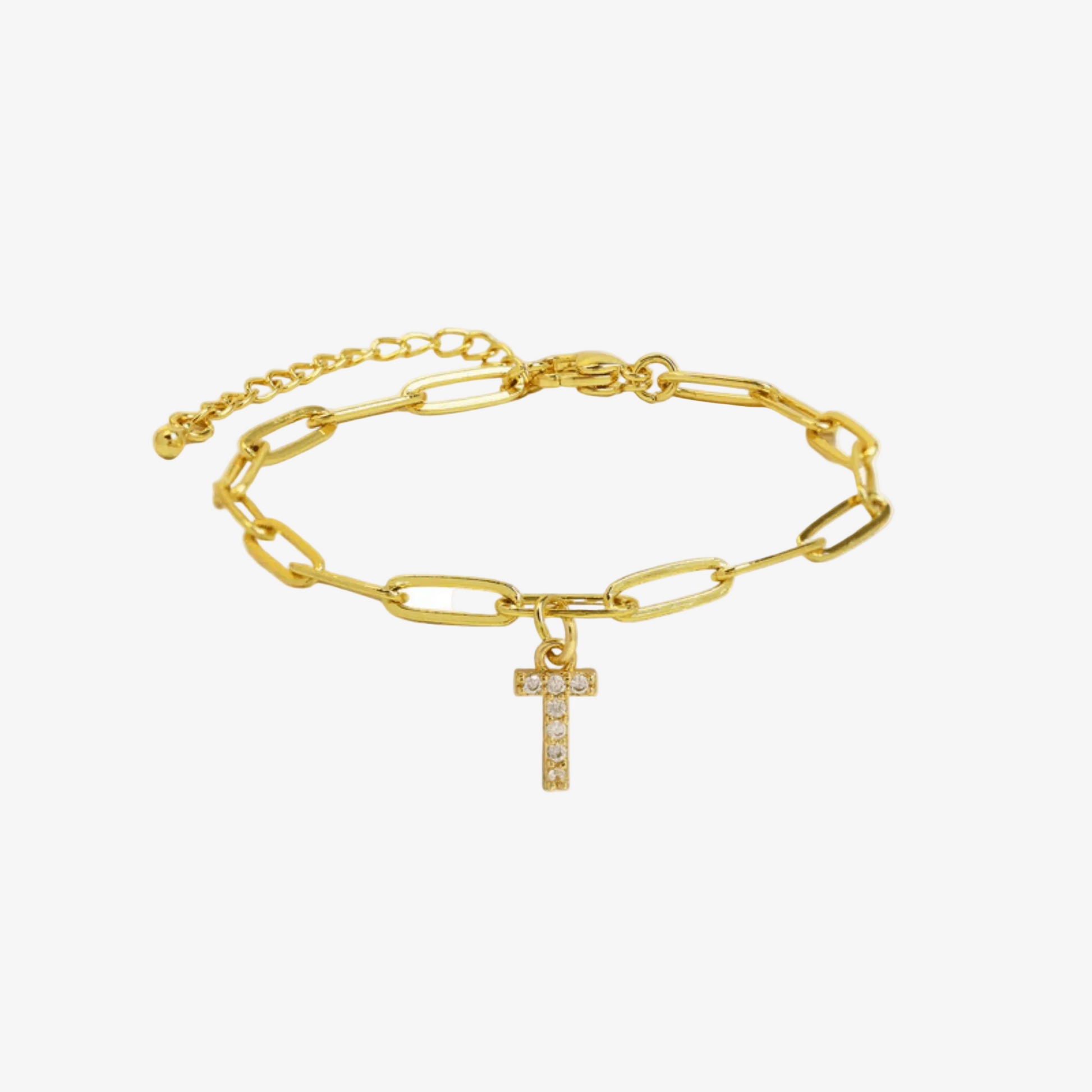 Paperclip Initial Letter Bracelet