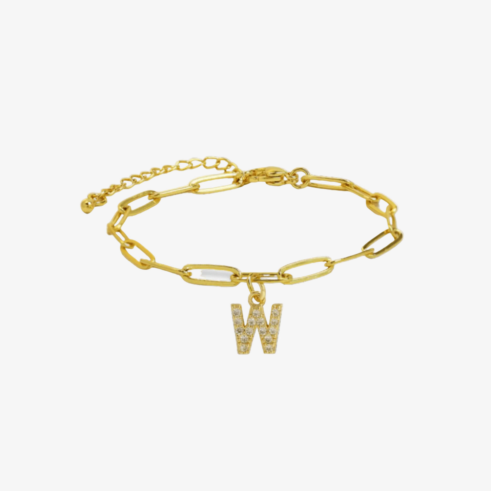 Paperclip Initial Letter Bracelet