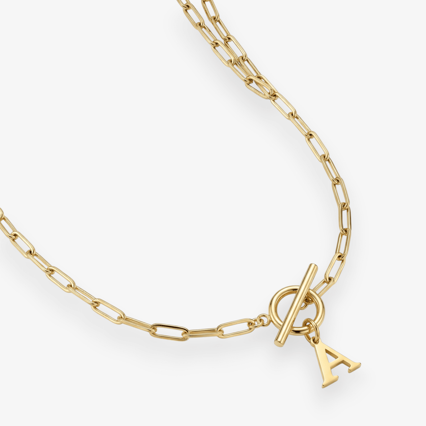 Paperclip Initial Circle Lock Clasp Necklace