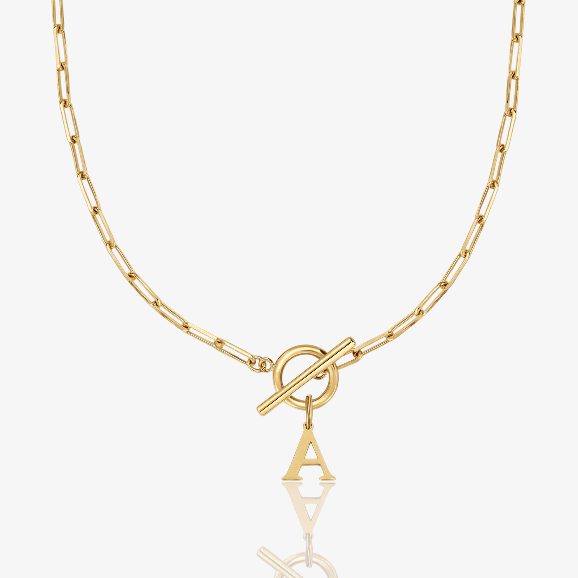 Paperclip Initial Circle Lock Clasp Necklace