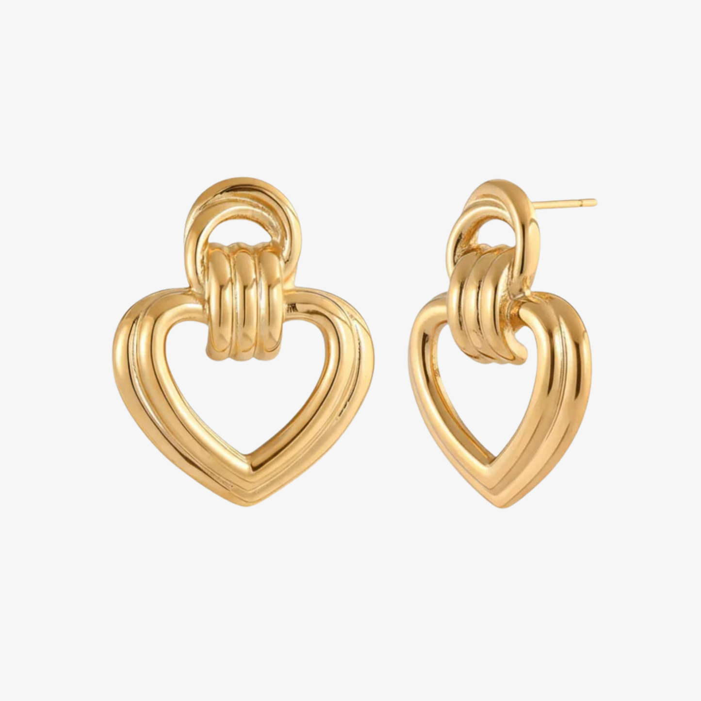 Gold Heart Stud Earrings