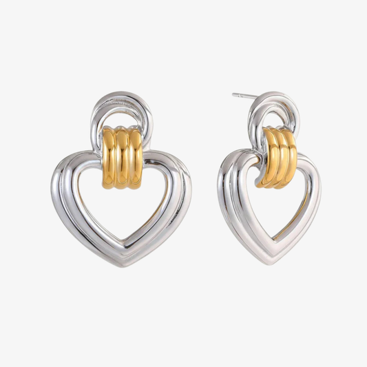 Gold Heart Stud Earrings