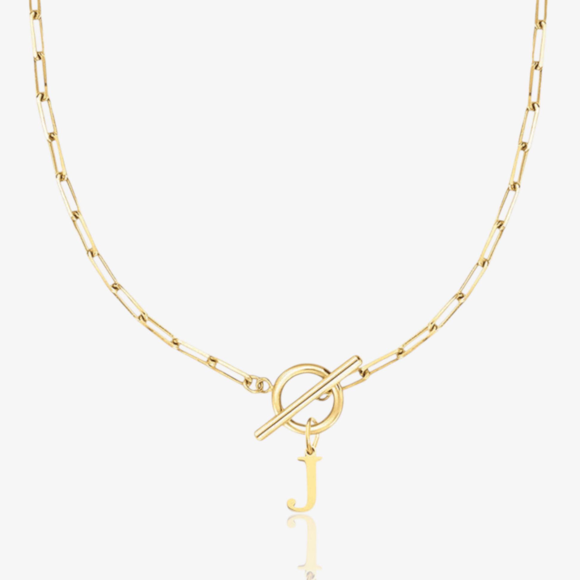Paperclip Initial Circle Lock Clasp Necklace