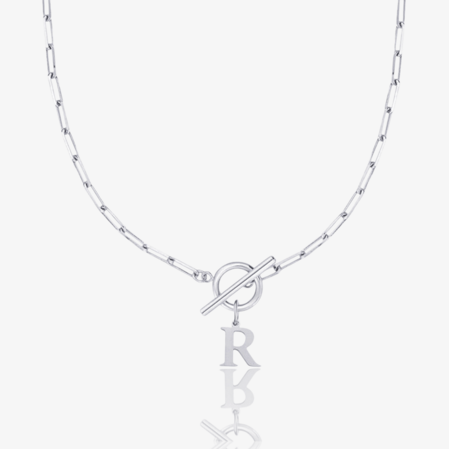 Paperclip Initial Circle Lock Clasp Necklace