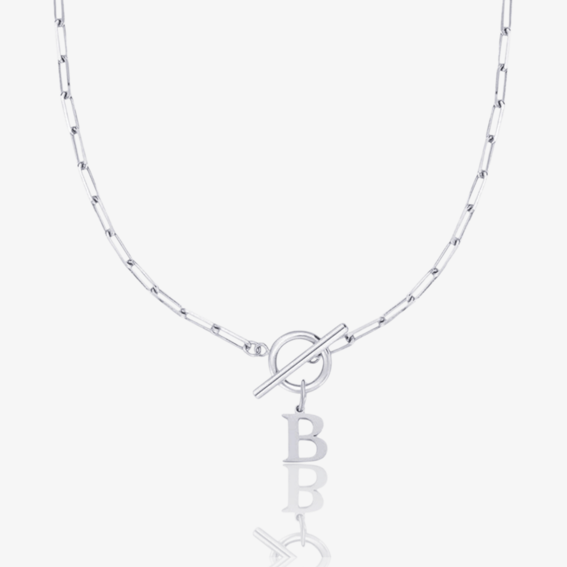 Paperclip Initial Circle Lock Clasp Necklace