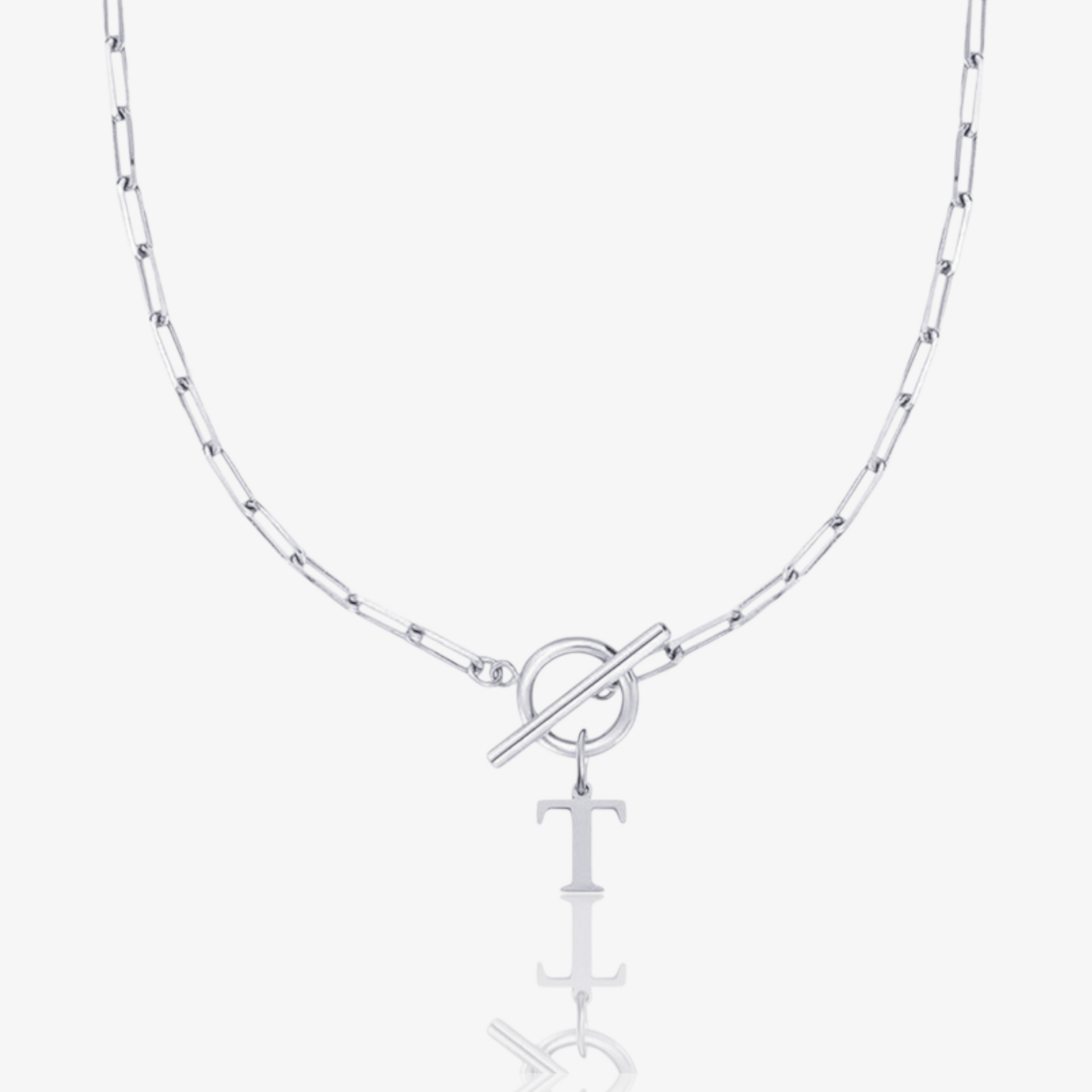 Paperclip Initial Circle Lock Clasp Necklace