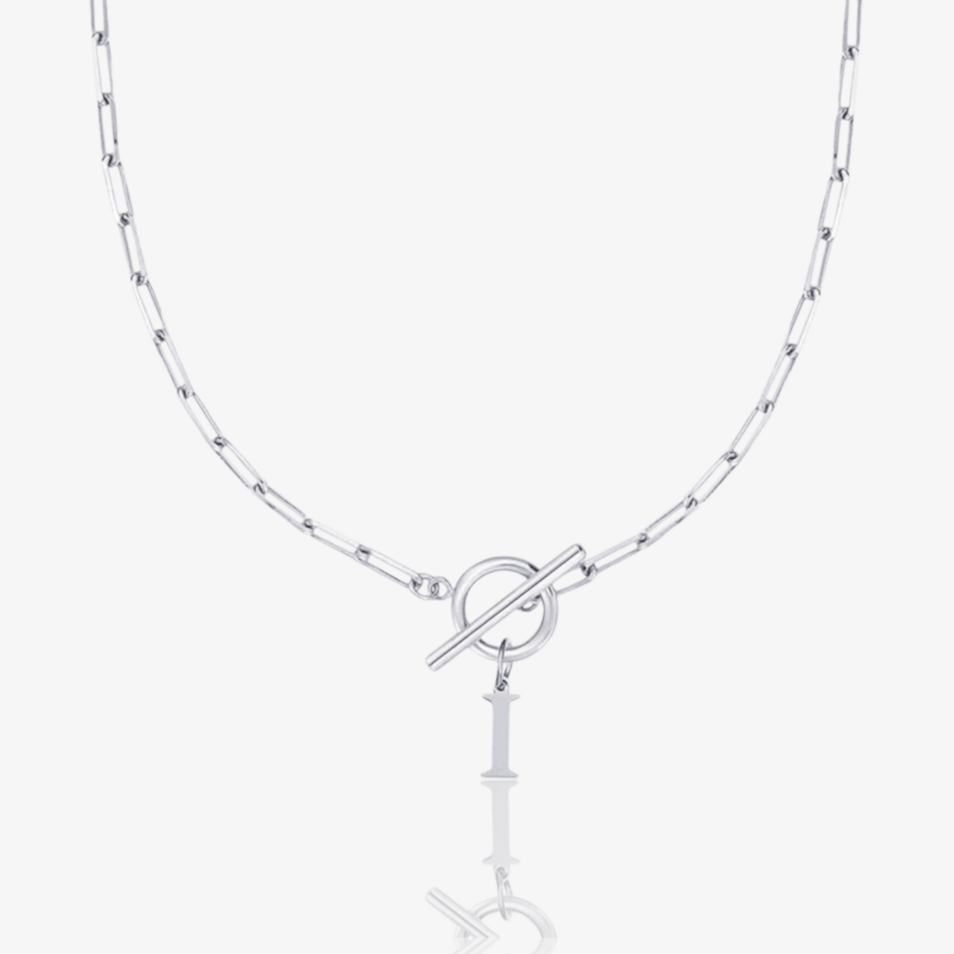 Paperclip Initial Circle Lock Clasp Necklace