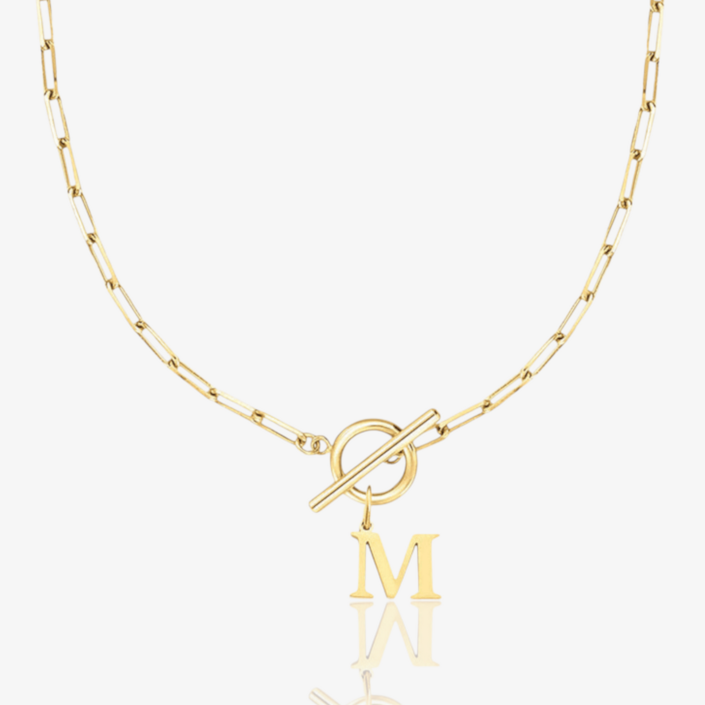 Paperclip Initial Circle Lock Clasp Necklace