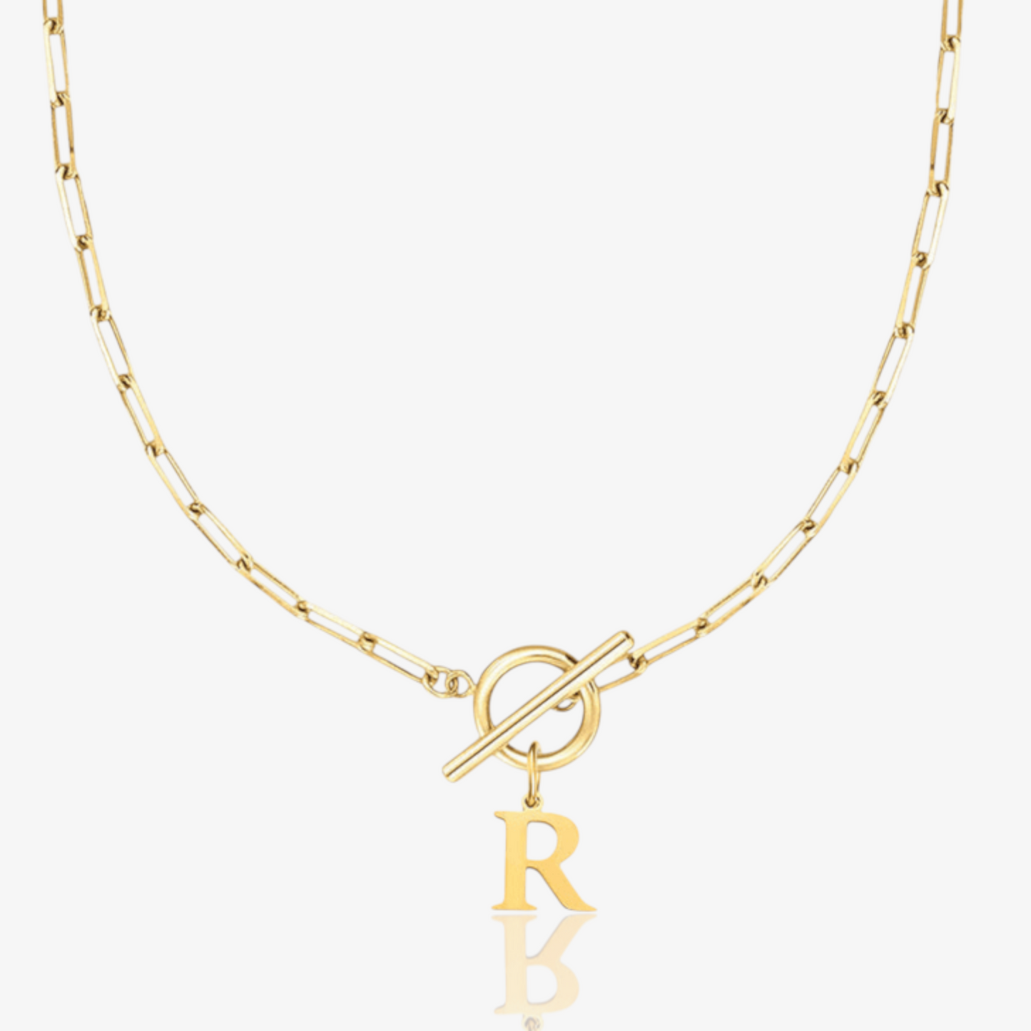 Paperclip Initial Circle Lock Clasp Necklace
