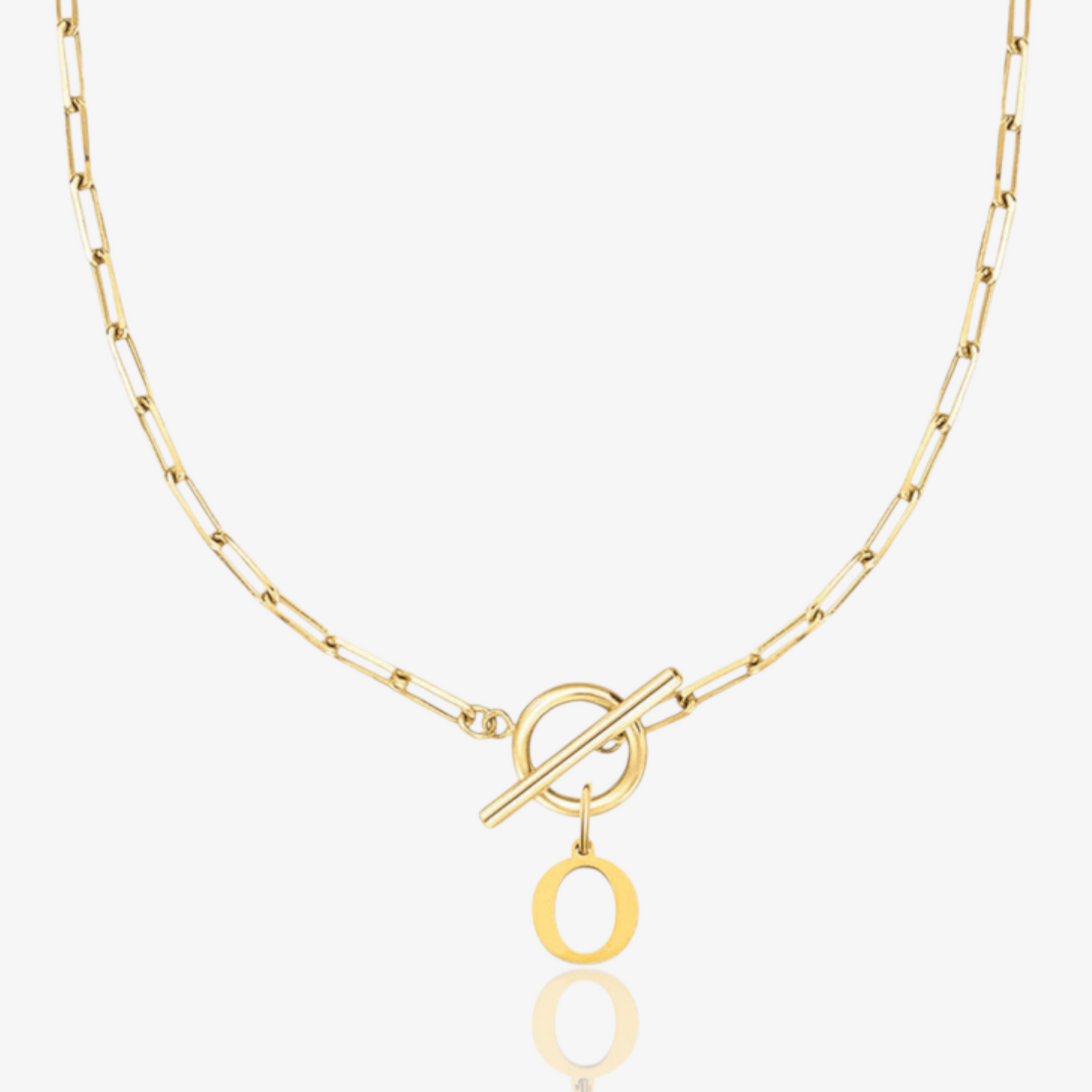 Paperclip Initial Circle Lock Clasp Necklace