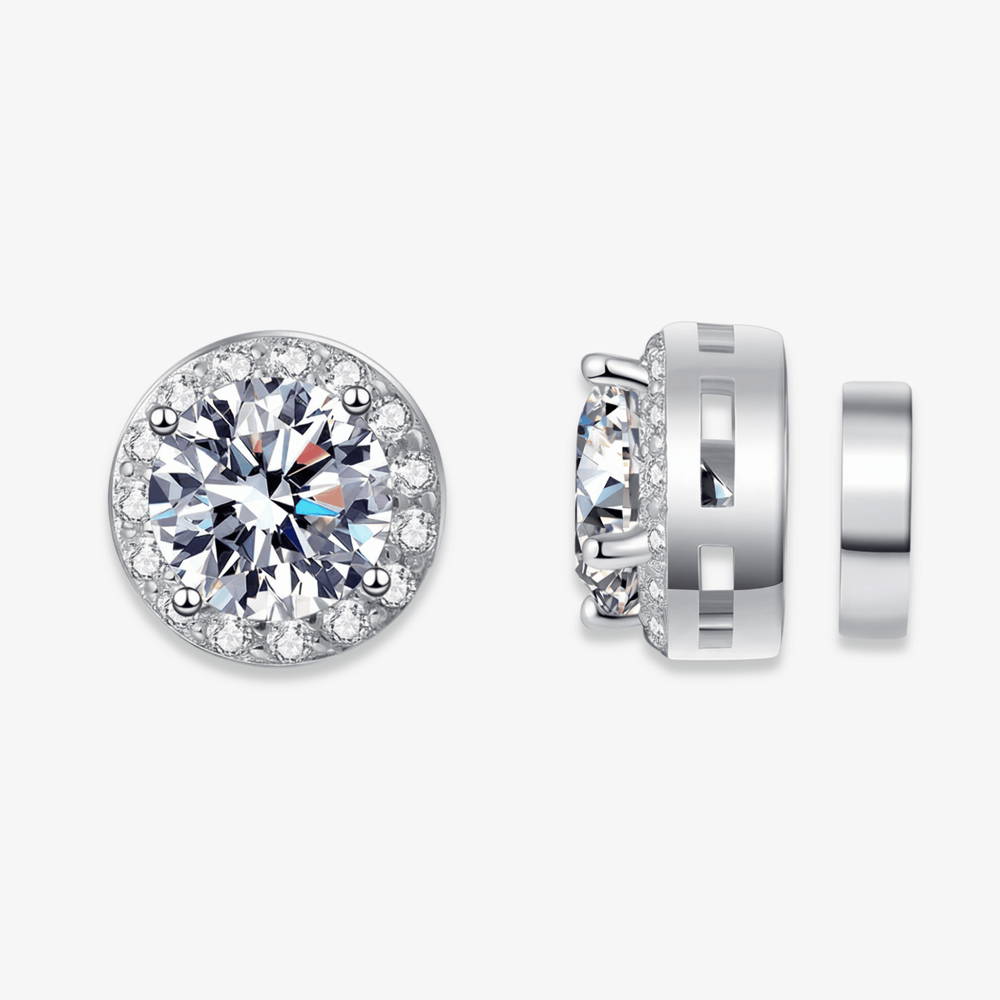 Magnetic Round Moissanite Earrings