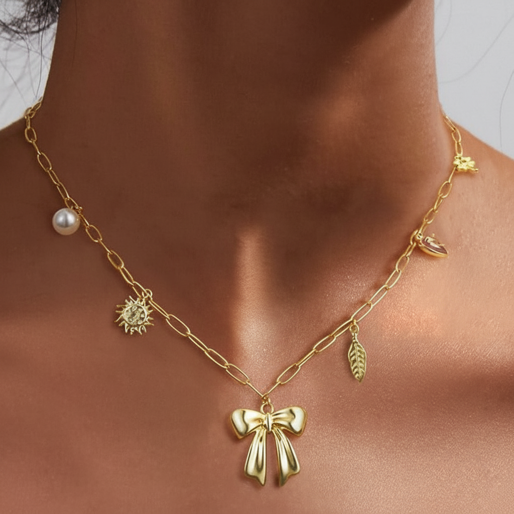 Paperclip Charm Detail Necklace