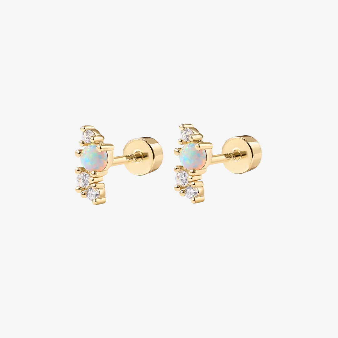 Opal Glow Flat Back Stud Earrings