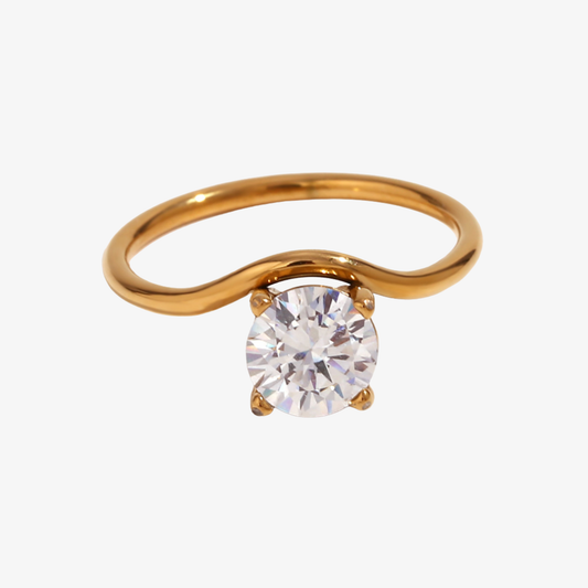 Aria Curved Diamond Gold Ring