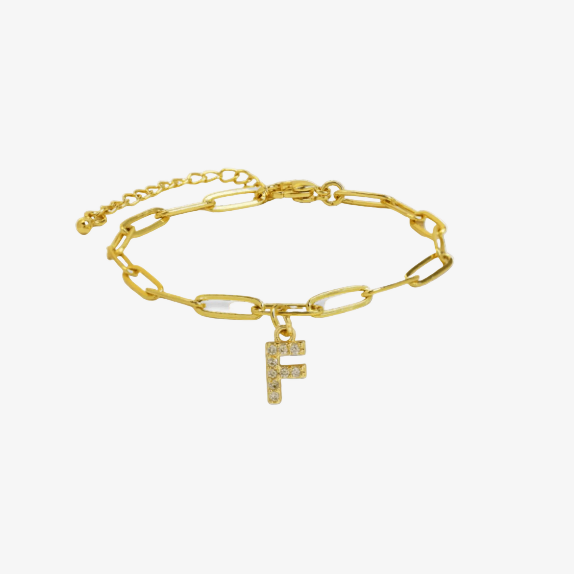 Paperclip Initial Letter Bracelet