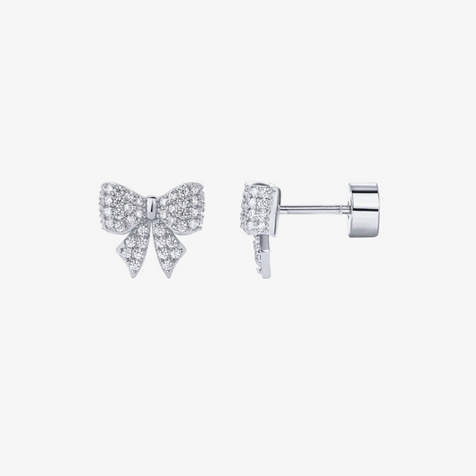Bow Sparkle Flat Back Stud Earrings