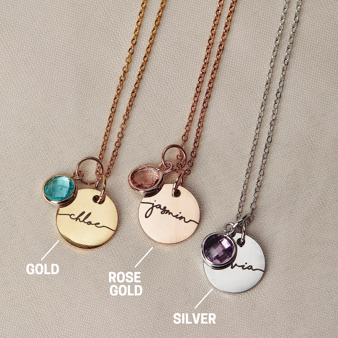 Custom Birthstone Name Necklace
