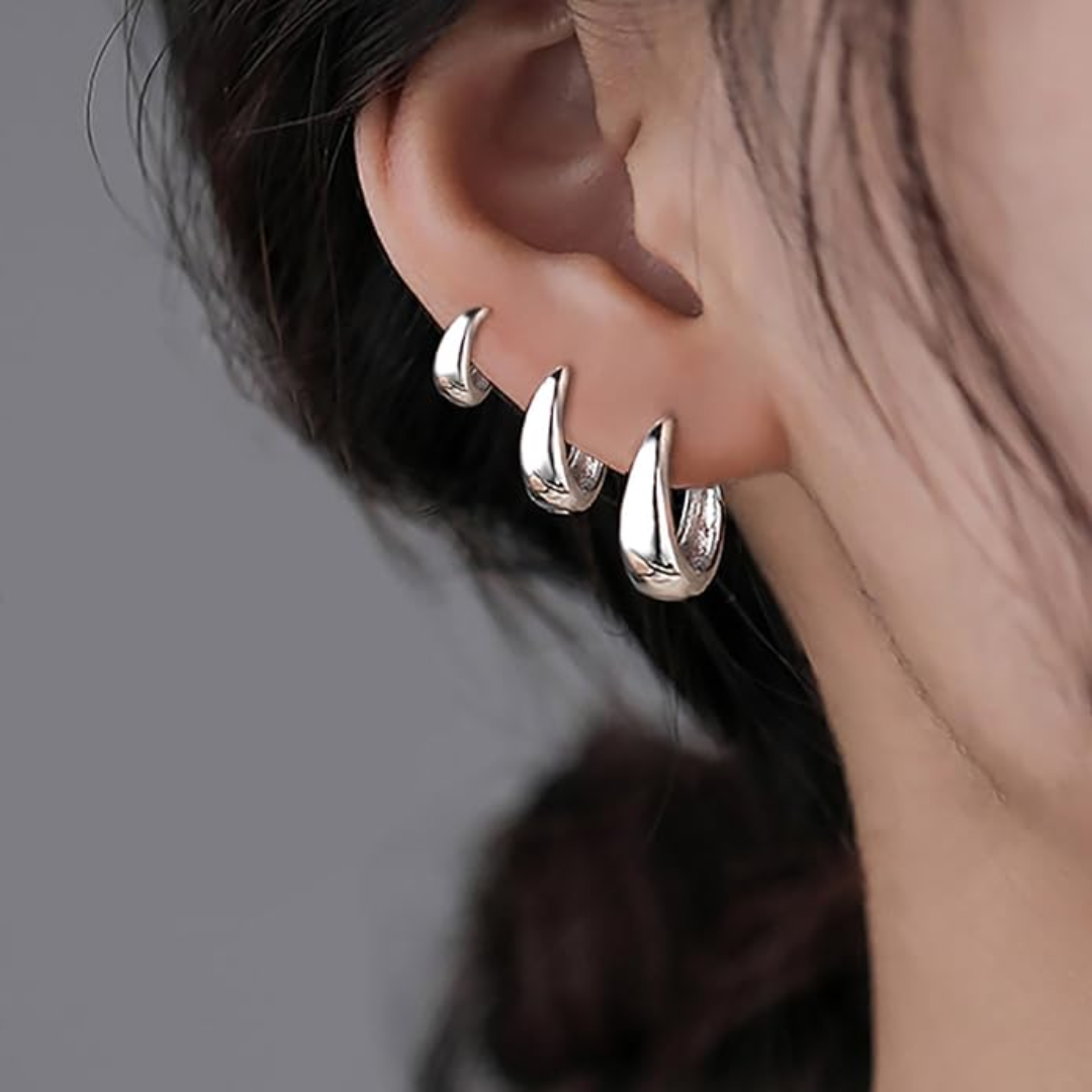 Essential Chunky Hoop Earrings Trio Set
