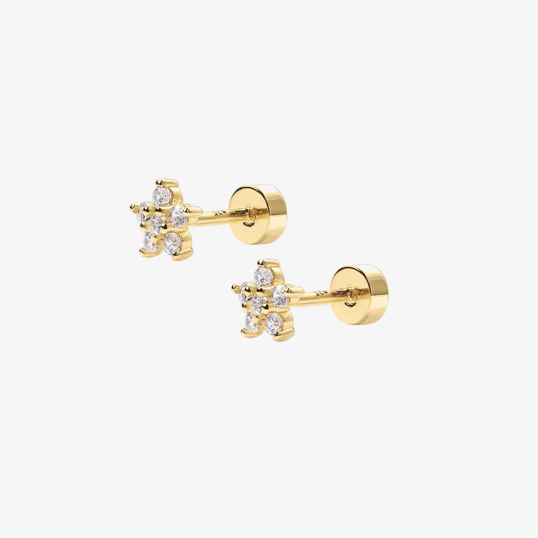 Mini Crystal Flower Flat Back Stud Earrings