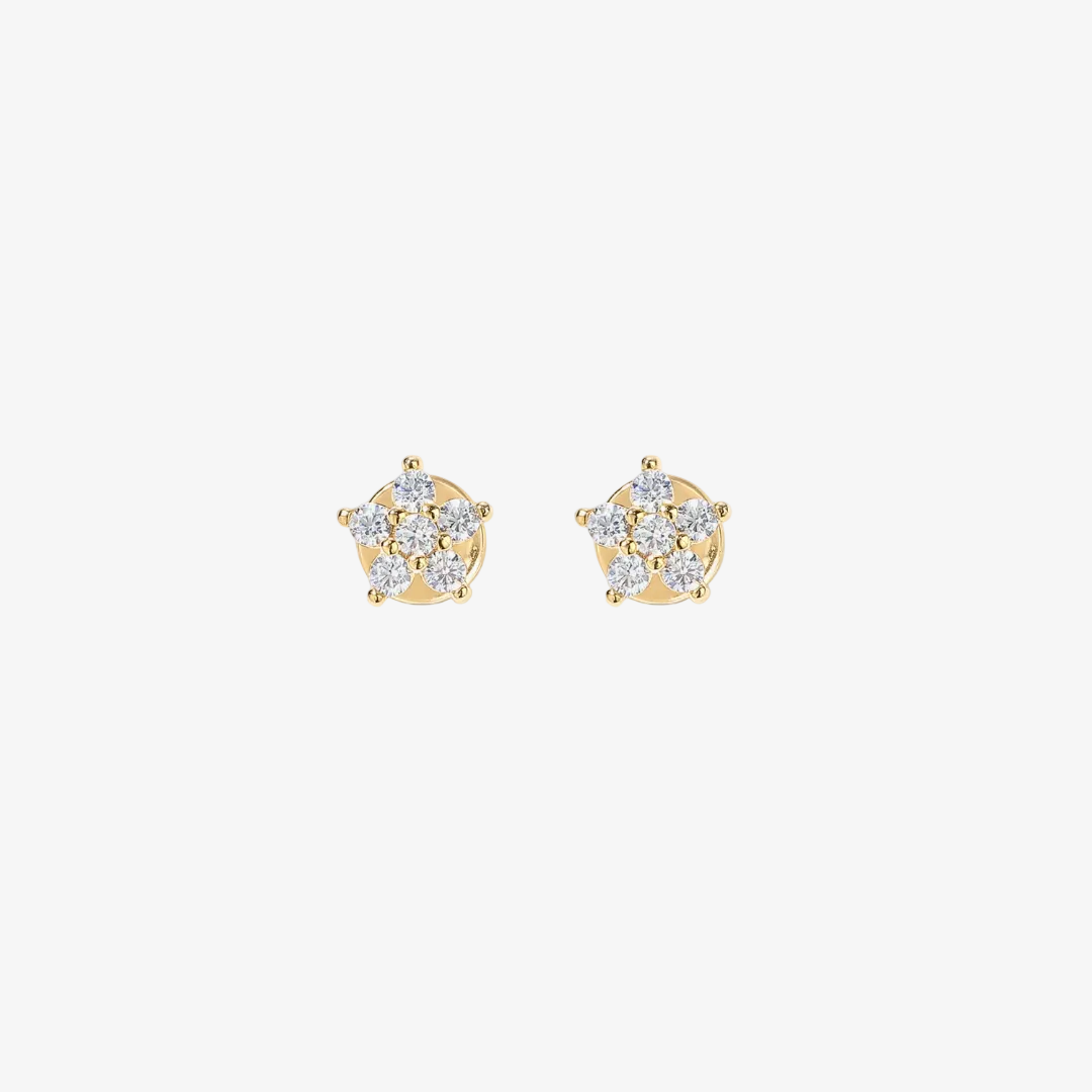 Mini Crystal Flower Flat Back Stud Earrings
