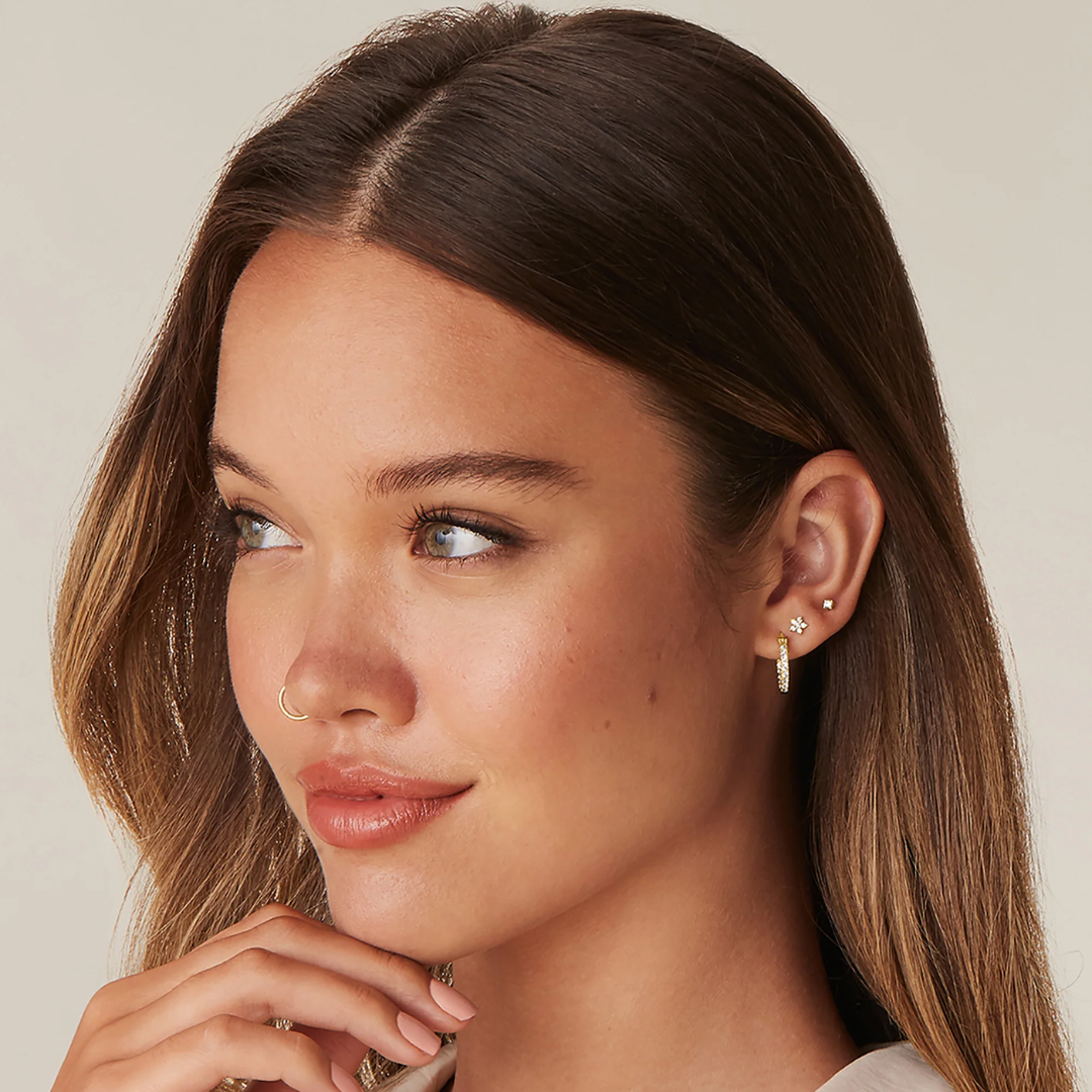 Mini Crystal Flower Flat Back Stud Earrings