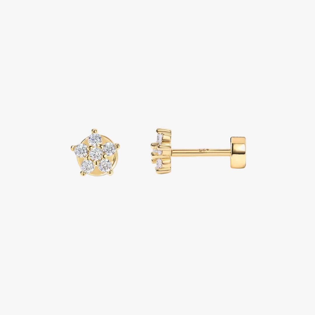 Mini Crystal Flower Flat Back Stud Earrings