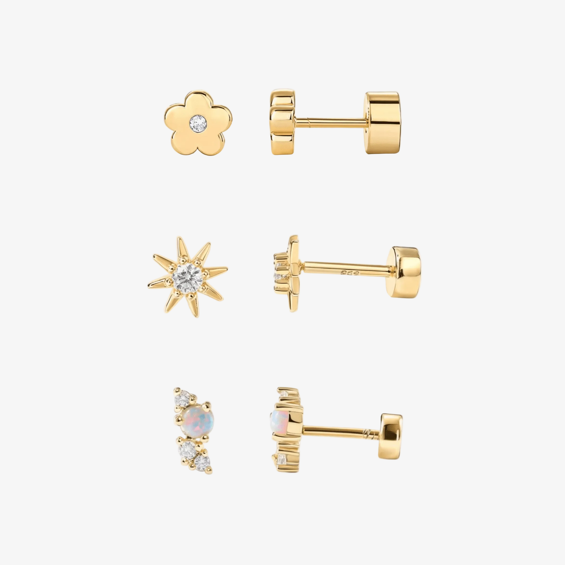 Multi-Shape Flat Back Stud Earrings