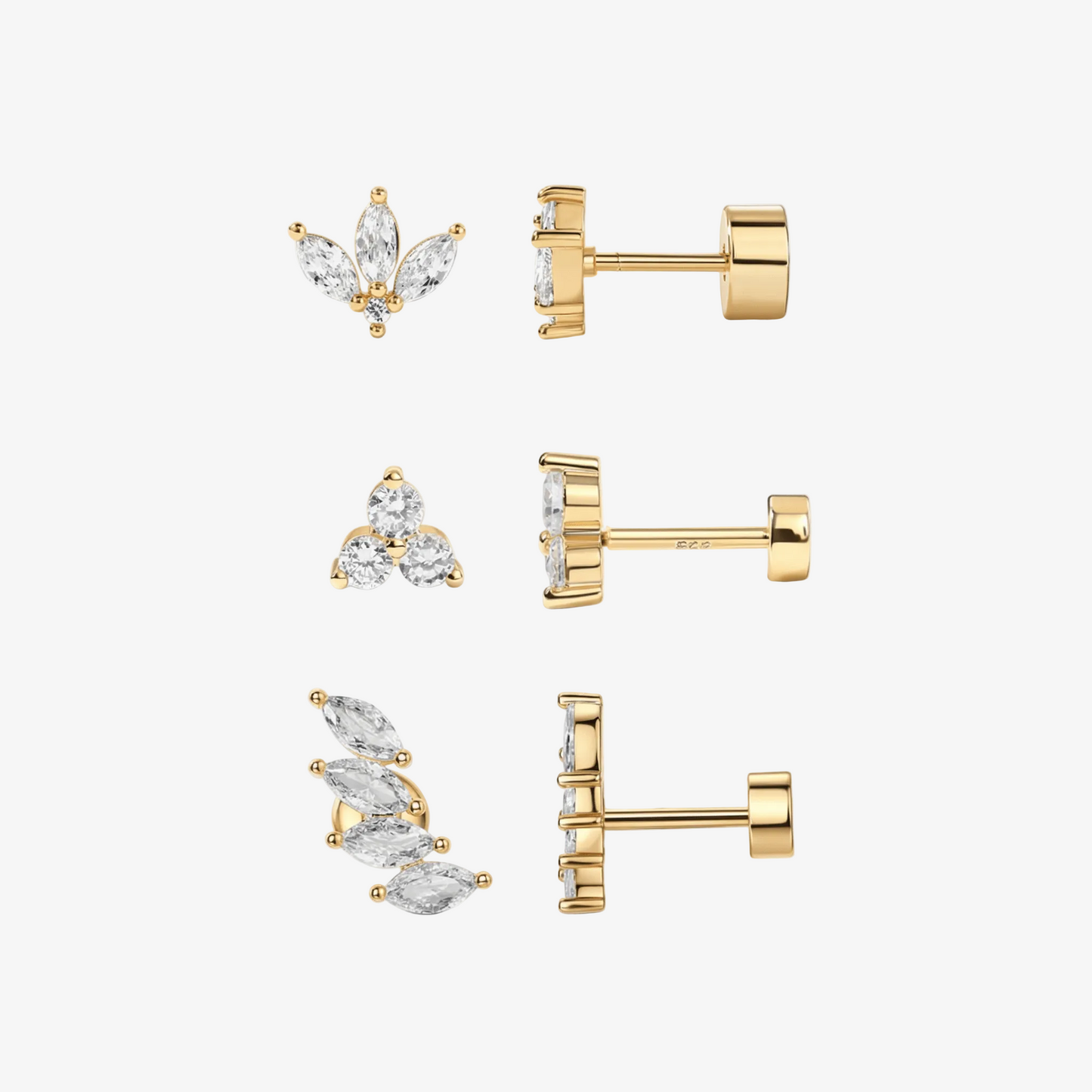 Multi-Shape Flat Back Stud Earrings