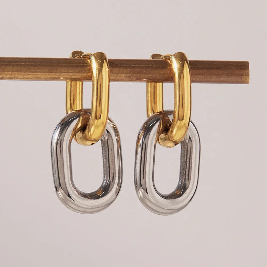 Arlo Two Tone Double Hoops Earring
