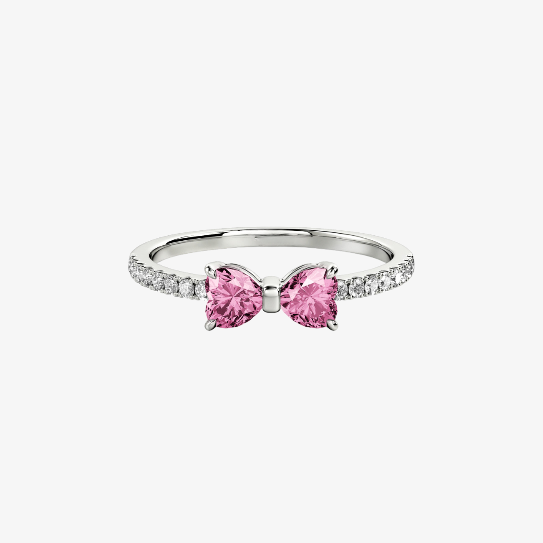 Sparkling Silver Crystal Bow Ring