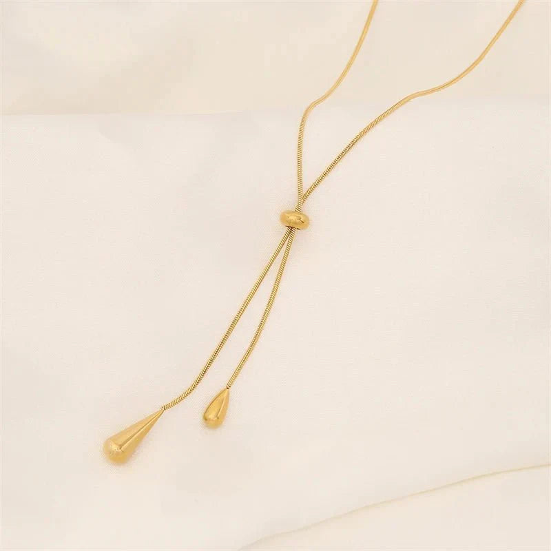 Droplet Lariat Adjustable Necklace & Earring