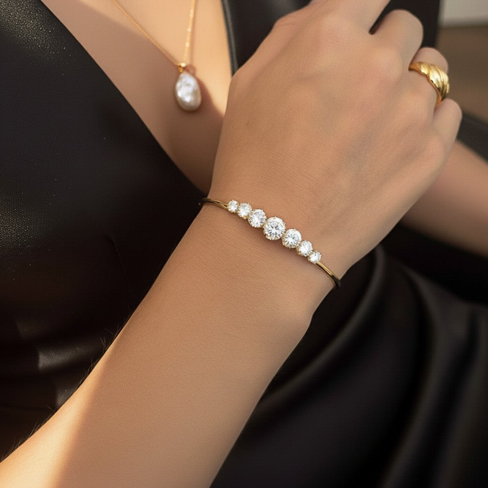 Diamond Gold Cuff Bangle