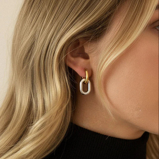 Arlo Two Tone Double Hoops Earring